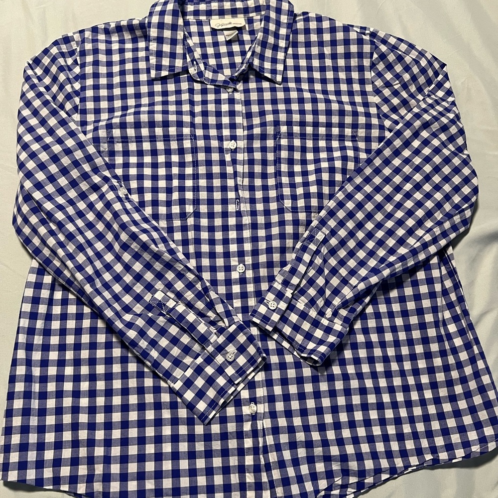 Preppy Blue and White Checkered Button Down Shirt